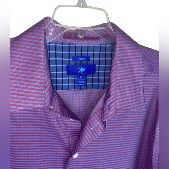 Roark Men’s Sz XL Blue Red Striped Collared Non Iron Slim Fit Button Down Shirt - Picture 2 of 4